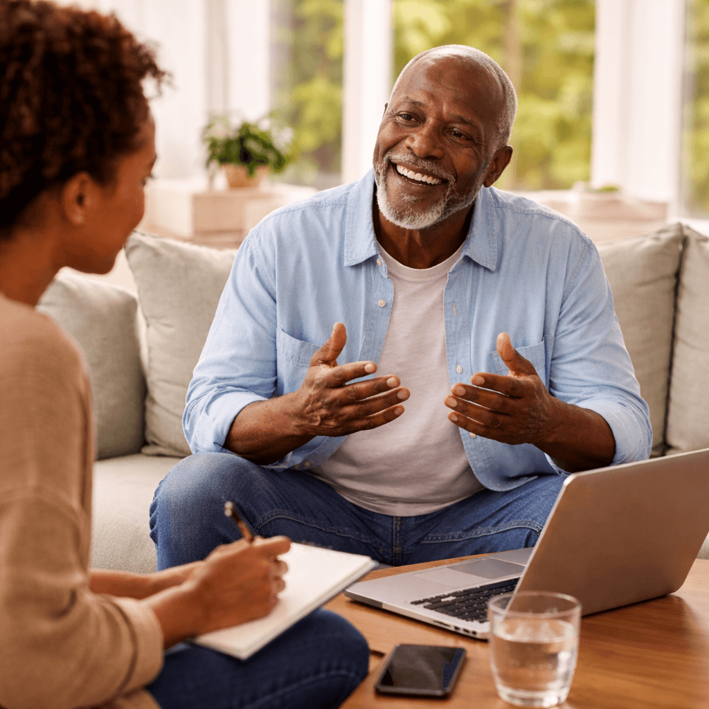 Elder sharing family history